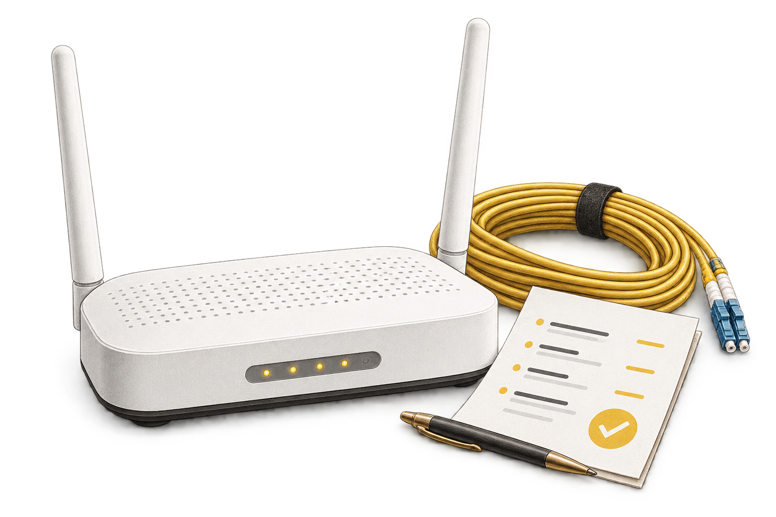 Router, fiberkabel och prisunderlag för bredbandsjämförelse
